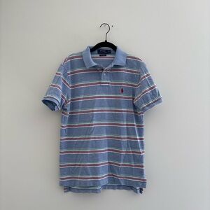 Ralph Lauren Blue and Red Polo Shirt with Classic Stripes